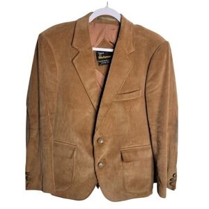 Vintage Richman Sport Coat Mens 39 L Camel Tan Corduroy Western Elbow Patch